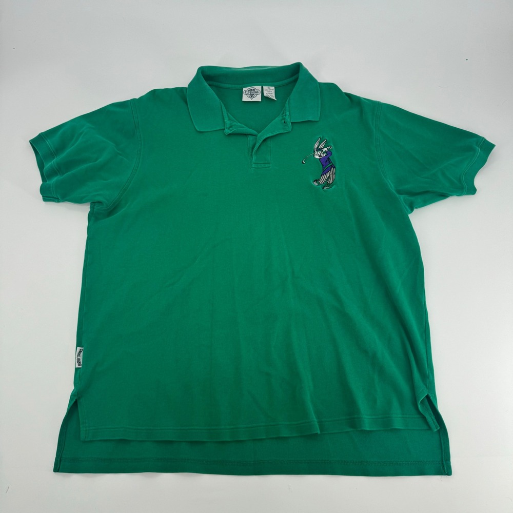 Looney Tunes‎ Bugs Bunny Golf Acme Clothing Green Polo Shirt XL VTG